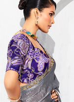 Thumbnail for Monjolika Fashion Grey Fancy Fabric Embroidered Contemporary Saree - Distacart