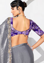 Thumbnail for Monjolika Fashion Grey Fancy Fabric Embroidered Contemporary Saree - Distacart