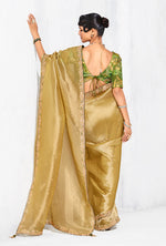 Thumbnail for Monjolika Fashion Golden Fancy Fabric Embroidered Contemporary Saree - Distacart