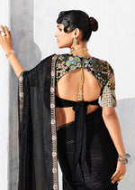 Thumbnail for Monjolika Fashion Black Fancy Fabric Embroidered Contemporary Saree