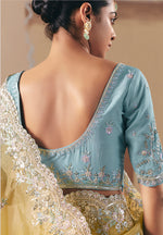 Thumbnail for Monjolika Fashion Embroidered Pastel Yellow Fancy Fabric Party Designer Saree