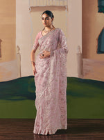 Thumbnail for Monjolika Fashion Embroidered Light Pink Fancy Fabric Party Designer Saree