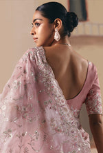 Thumbnail for Monjolika Fashion Embroidered Light Pink Fancy Fabric Party Designer Saree