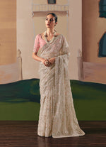 Thumbnail for Monjolika Fashion Embroidered Cream Fancy Fabric Party Designer Saree