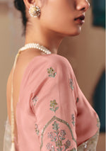 Thumbnail for Monjolika Fashion Embroidered Cream Fancy Fabric Party Designer Saree