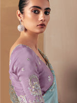 Thumbnail for Monjolika Fashion Embroidered Sky Blue Fancy Fabric Party Designer Saree