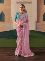 Thumbnail for Monjolika Fashion Embroidered Pink Fancy Fabric Party Designer Saree
