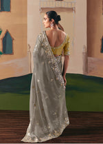 Thumbnail for Monjolika Fashion Embroidered Grey Fancy Fabric Party Designer Saree