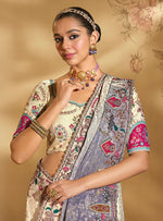 Thumbnail for Monjolika Fashion Surpassing Multicolor Embroidery Cut Dana Moti Work Crepe Silk Saree With Heavy Work Blouse Piece - Distacart