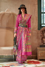 Thumbnail for Monjolika Fashion Rani Pink Silk Blend Printed Ceremonial Saree