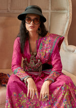 Thumbnail for Monjolika Fashion Rani Pink Silk Blend Printed Ceremonial Saree