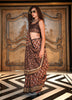 Monjolika Fashion Brown Double Ikkat Silk Blend Foil Printed Saree - Distacart
