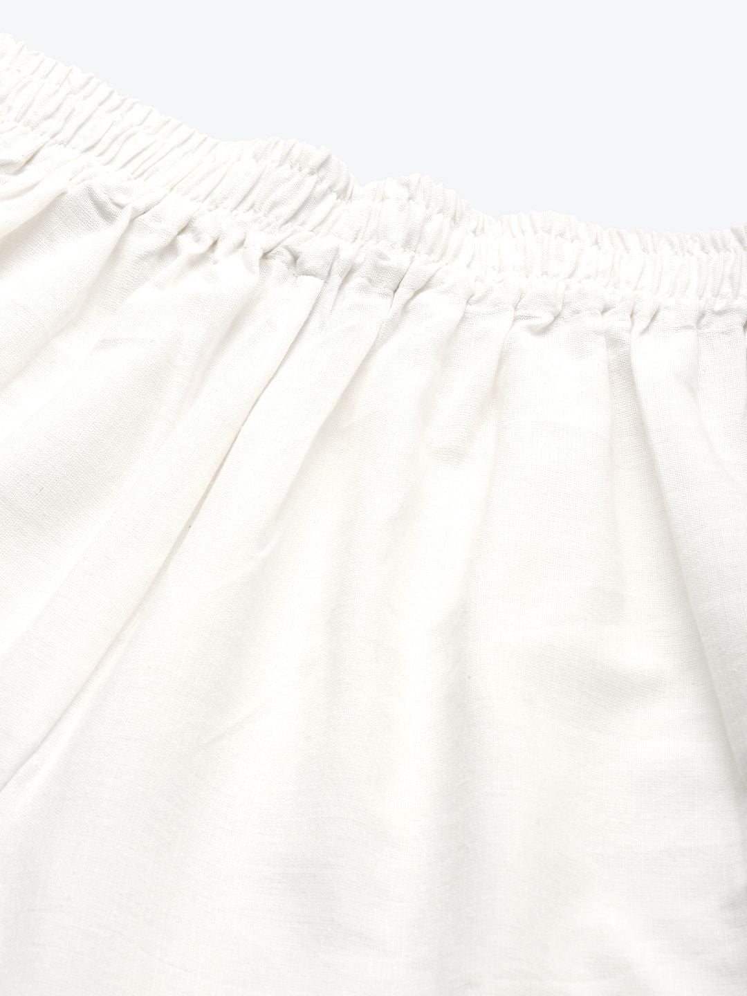 TAG 7 Women White Solid Hem Design Straight Palazzos
