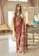 Thumbnail for Monjolika Fashion Georgette Classic Saree with Fancy Work for Ceremonial in Rust