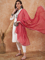 Thumbnail for Sangria Floral Printed Pure Cotton A-Line Kurta With Trouser & Dupatta