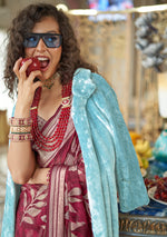 Thumbnail for Monjolika Fashion Georgette Classic Saree with Fancy Work for Ceremonial in Red