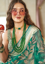 Thumbnail for Monjolika Fashion Georgette Classic Saree with Fancy Work for Ceremonial in Sea Green