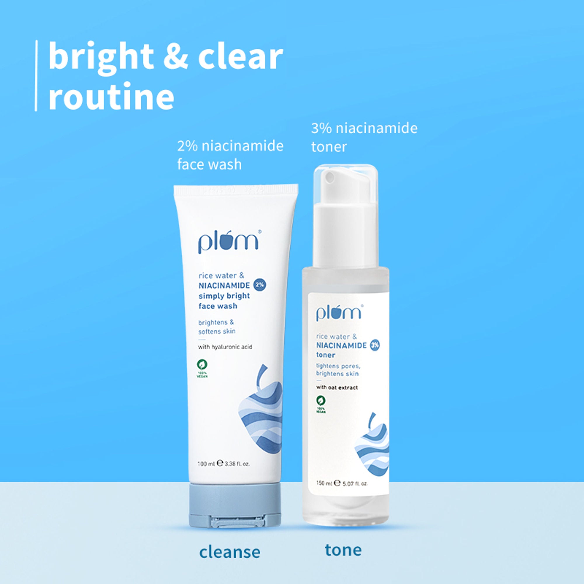 Plum Bestselling Niacinamide Facewash And Toner Combo Tightens Pore, Brightens Skin, Fades Blemishes - Distacart