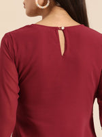 Thumbnail for All About You Women Maroon Ethnic Motifs Embroidered Chikankari Kurta with Palazzos - Distacart