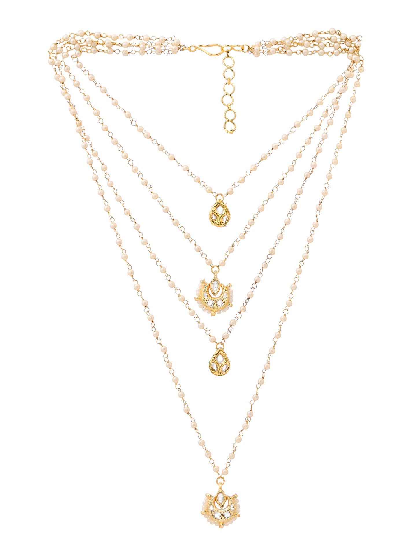 Ruby Raang Gold Kundan Layered Necklace - Distacart