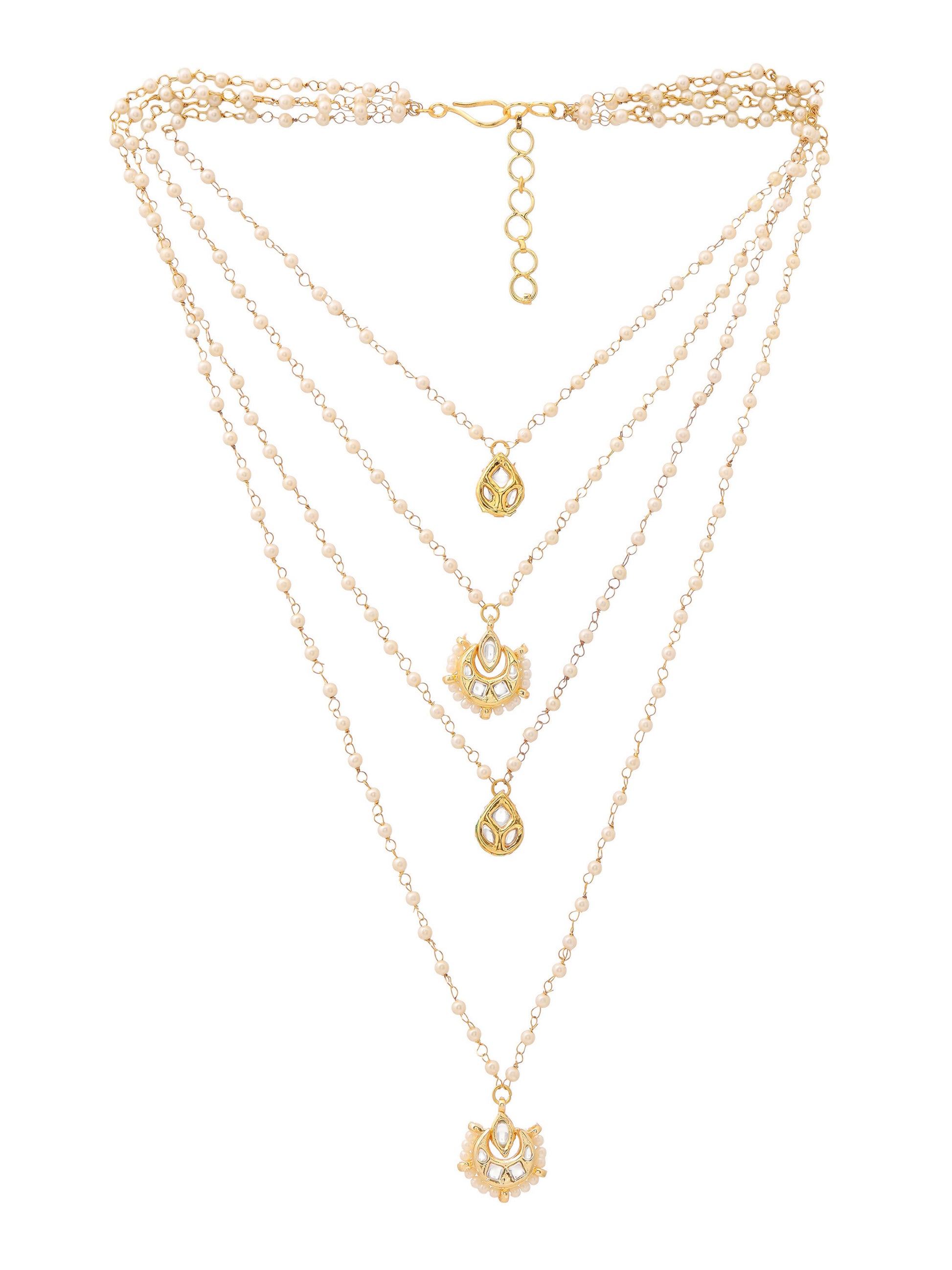Ruby Raang Gold Kundan Layered Necklace - Distacart