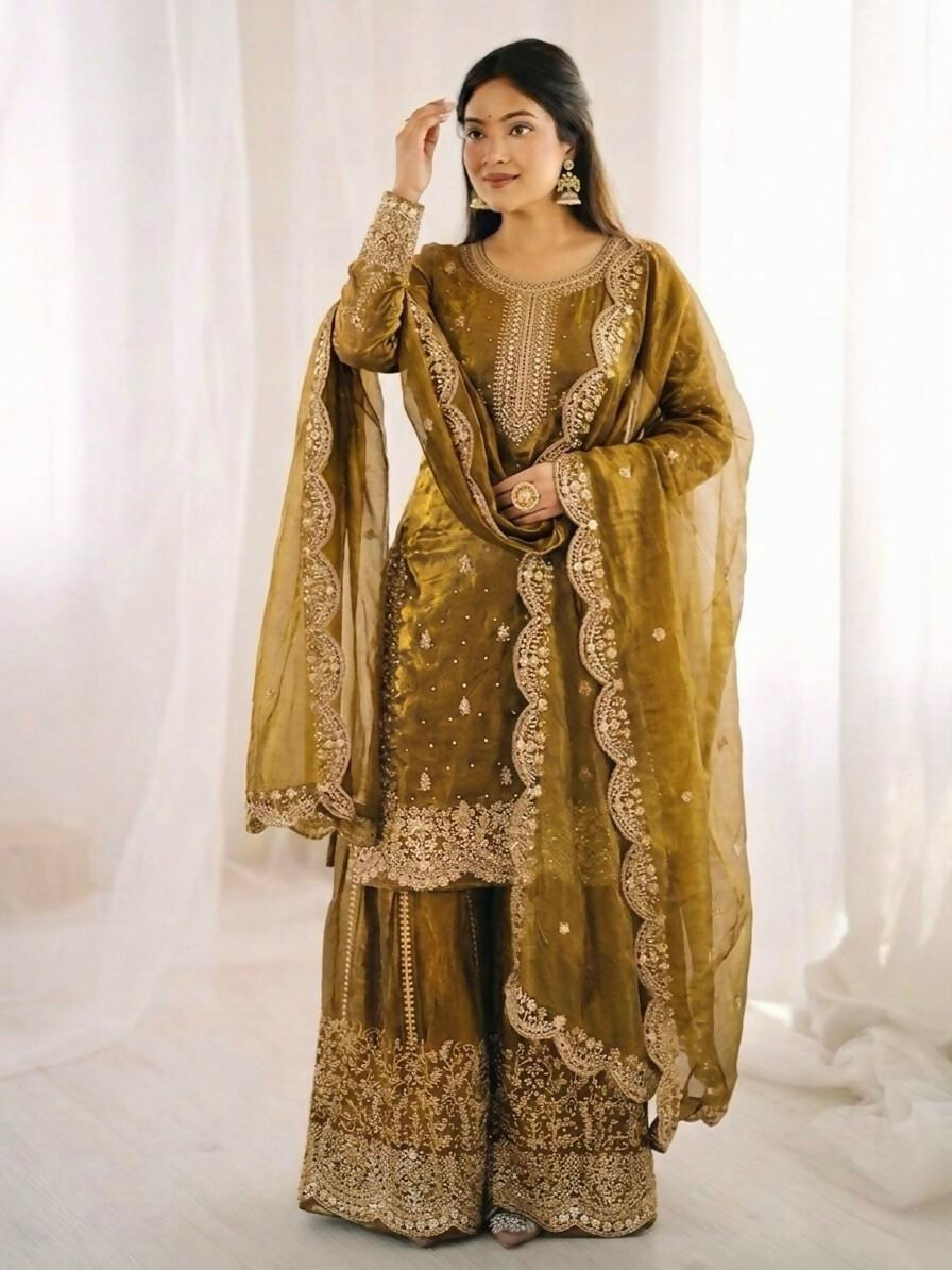 Teeya Creation Womens New Trendy Embroidery Coding And Sequence Work Kurta Set - Dista