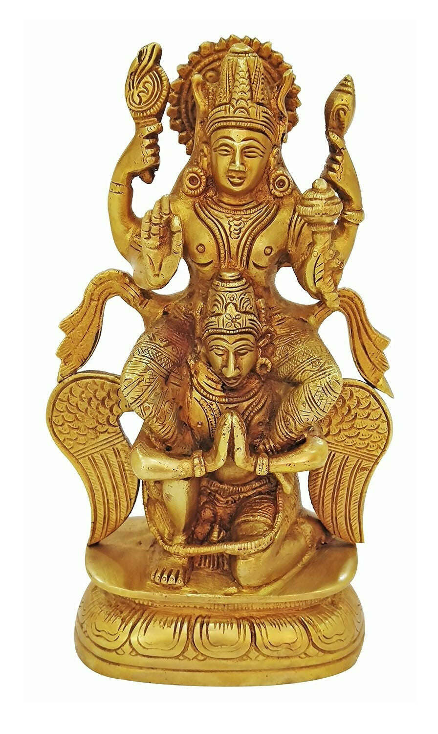 P.J.Handicrafts Brass Metal Idol of Vishnu Ji Riding On Garuda - Distacart