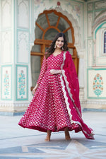 Thumbnail for Aastha Fashion Women's Rani Pink Faux Georgette Sequins Embroidered Anarkali Dress with Dupatta - Distacart