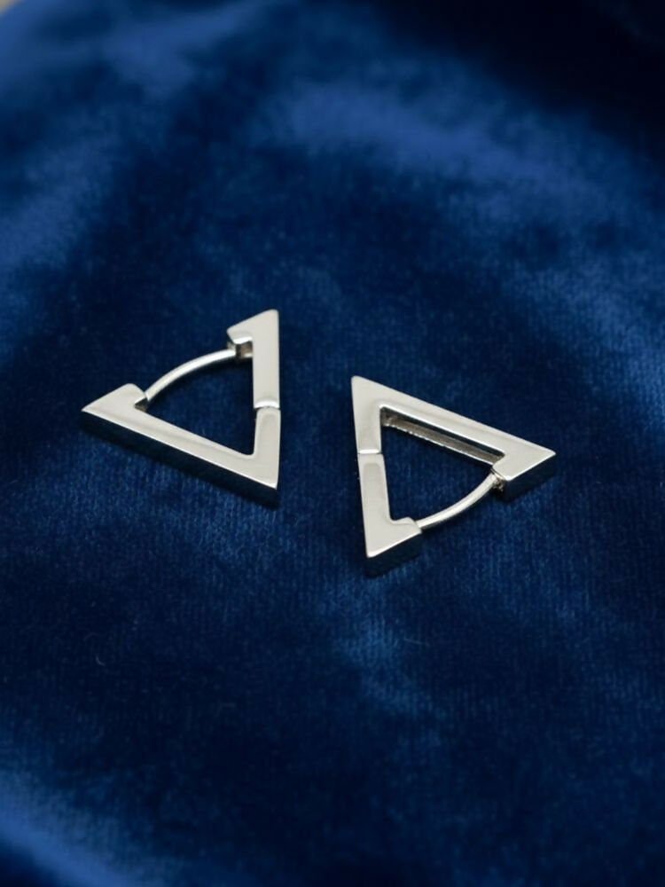 NVR Men's Silver Plated Geomatric Shaped Stud Earrings - Distacart
