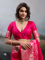 Thumbnail for Shree Shyam Fashion Pink Silk Blend Saree - Distacart