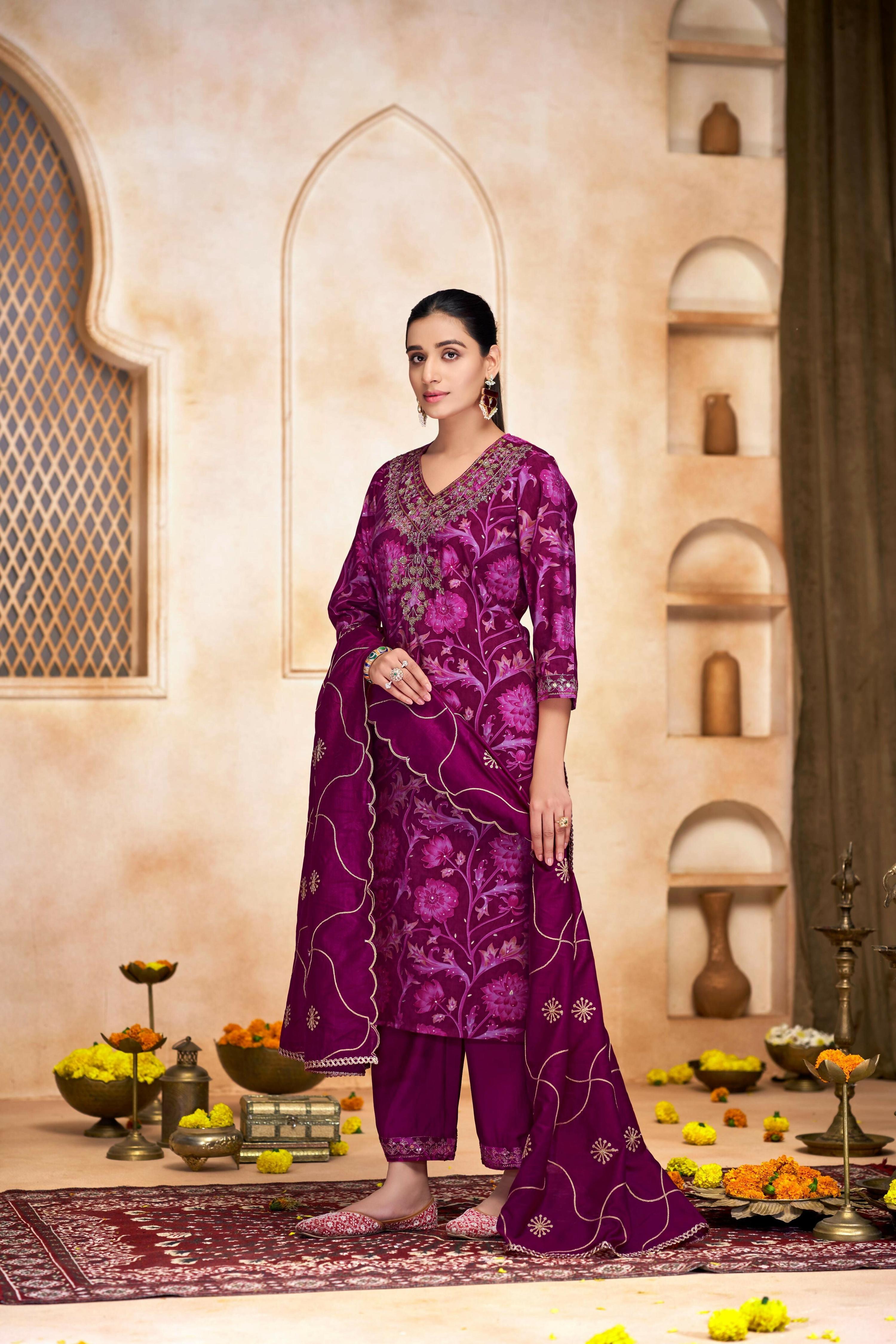 BulBul Rashmi Chanderi Pink Kurta Set with Dupatta