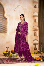 Thumbnail for BulBul Rashmi Chanderi Pink Kurta Set with Dupatta