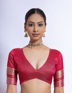 Thumbnail for Vishnu Weaves Women's Mustard Raw Silk Zari Woven Saree with Blouse - Distacart