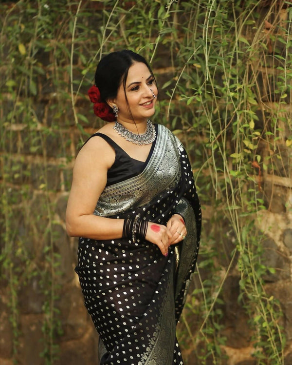 Preksha Creation Banarasi Soft Silk Women Black Saree - Distacart