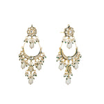 Thumbnail for Nuyug 22K Gold Plated Crescent Kundan Drop Pearl Chandbali Earrings