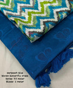 Thumbnail for Blue Silk Blend Ethnic Motifs Saree with Unstitched Blouse - Hiral Fashion - Distacart