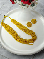 Thumbnail for Inhanns Vibrant Handmade 20 Layers Beaded Necklace With Matching Earrings - Yellow - Distacart