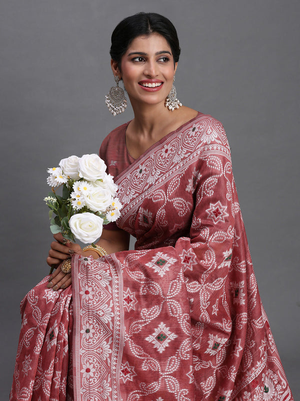 Astita Linen Cotton Peach Saree