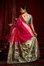 Thumbnail for Joban Fashion Pink Paithani Silk Blend Butti Saree