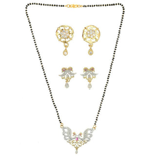 AanyaCentric Gold Plated Mangalsutra with Pendant, 2 Pair Earrings - Distacart