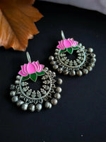 Thumbnail for Joban Fashion Women Pink Meenakari Flower Print Ethnic Trendy Stud Earring - Distacart