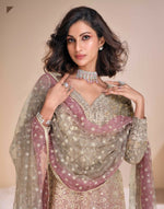 Thumbnail for Anaita Brown Georgette Readymade Suit with Codding Dori & Sequence Work - Distacart