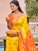 Thumbnail for Shree Shyam Fashion Yellow Pochampally Silk Saree - Distacart