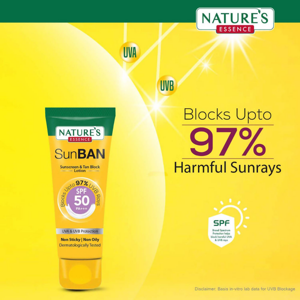 Nature's Essence Sunban Sunscreen & Tan Block Lotion SPF 50 - Distacart