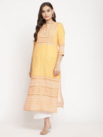 Thumbnail for Ahalyaa Women Yellow Crepe Digital Print Kurti