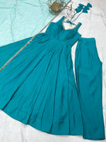Thumbnail for Evanik Rama Pure Romansilk Chanderi Plain Fully Flair Anarkali Suit - Distacart