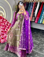 Thumbnail for Preksha Creation Women Purple Suit Kota Silk With Weaving Jacquard With Dupatta - Purple - Distacart