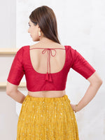Thumbnail for Joban Fashion Pinkish-Maroon Dupion Silk Elbow Sleeveless Front Open Blouse