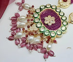 Thumbnail for Jewel City Emerald Green Kundan Crystal Maharani Har Long Set - Luxurious Traditional Indian Jewelry