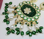 Thumbnail for Jewel City Emerald Green Kundan Crystal Maharani Har Long Set - Luxurious Traditional Indian Jewelry